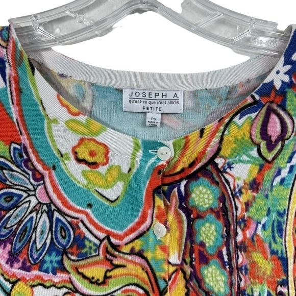 Joseph A. Pastel Paisley Cardigan Sweater, PS - Picture 6 of 9